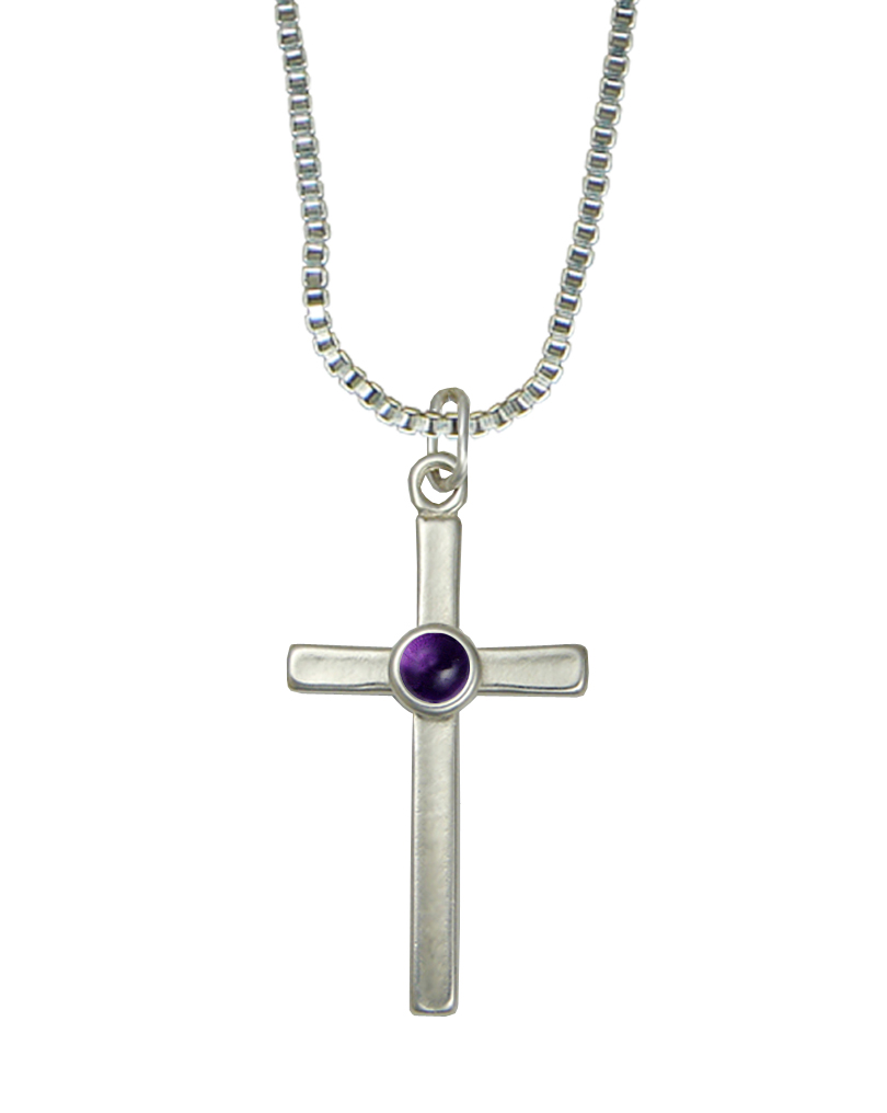 Sterling Silver Cross Pendant With Amethyst
